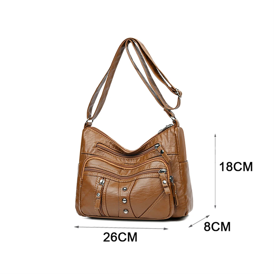 2024 New Multi-pockets Soft Leather Ladies Bag High Quality Purses and Handbags Luxury Designer Shoulder Crossbody Bag for Women