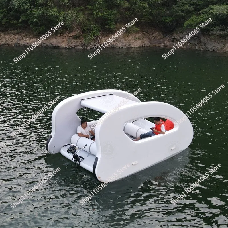 WJ1Hot Sale Floating Inflatable Electric Boat Solar Sustainable Inflatable House Boat with Motor for Water Play