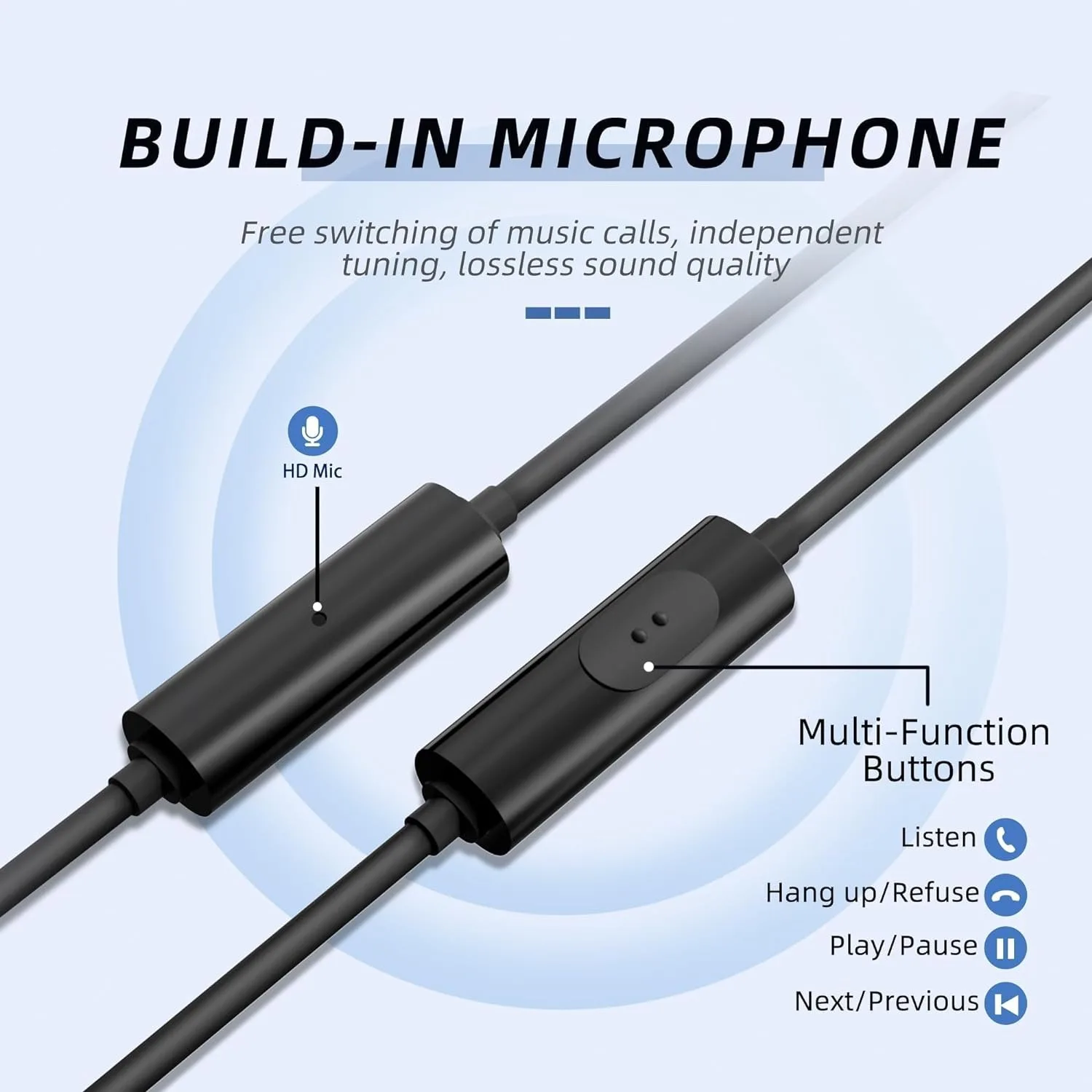 EHUIDE Wired Earbuds in-Ear Earphones With Wire Organizer Build-in Microphone Headphone,with 3.5mm Jack Long Cord