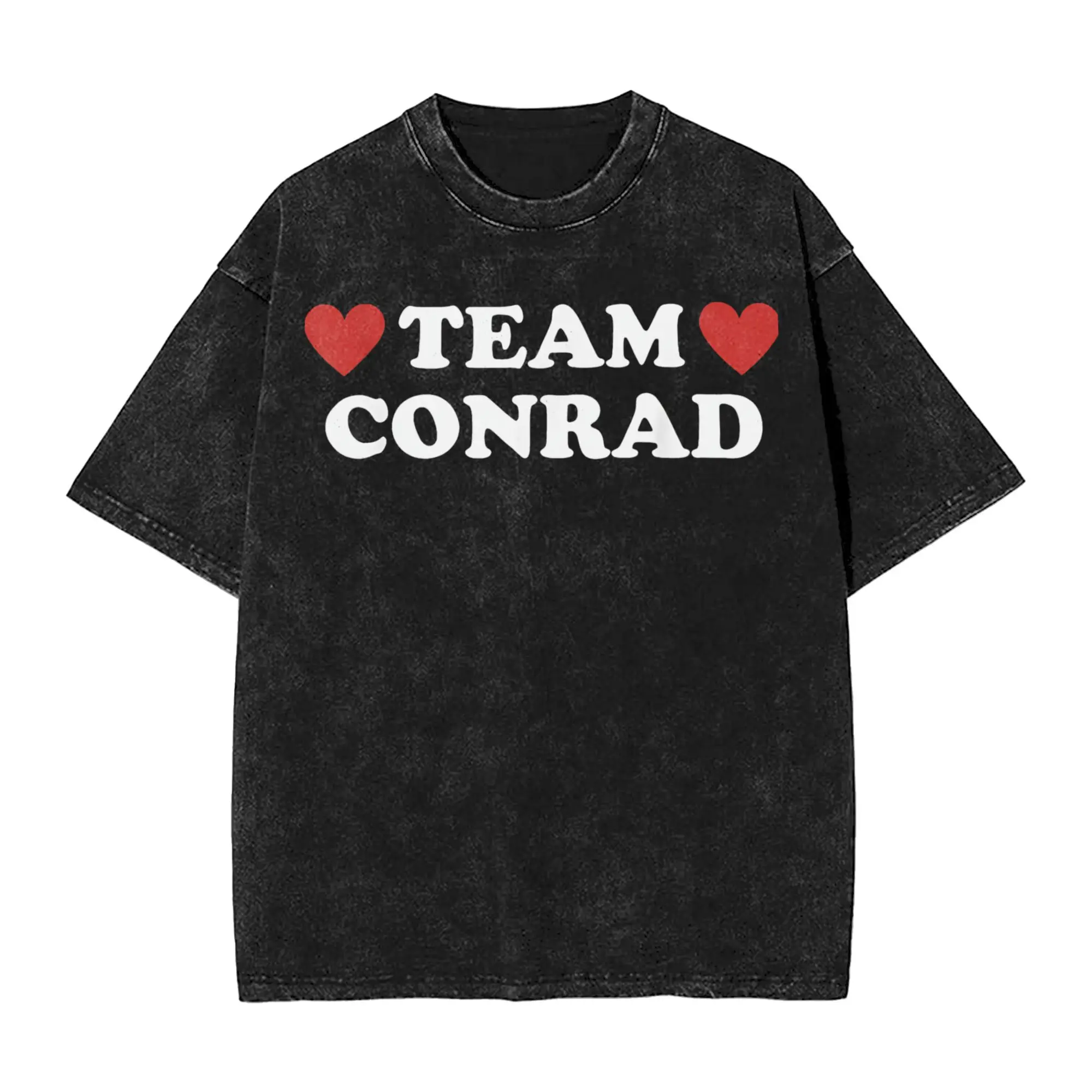 تي شيرت رجالي من Team Conrad I Love Conrad I Heart Conrad تي شيرت مغسول بأكمام قصيرة ورقبة مستديرة تي شيرت قطني فكرة هدية ملابس