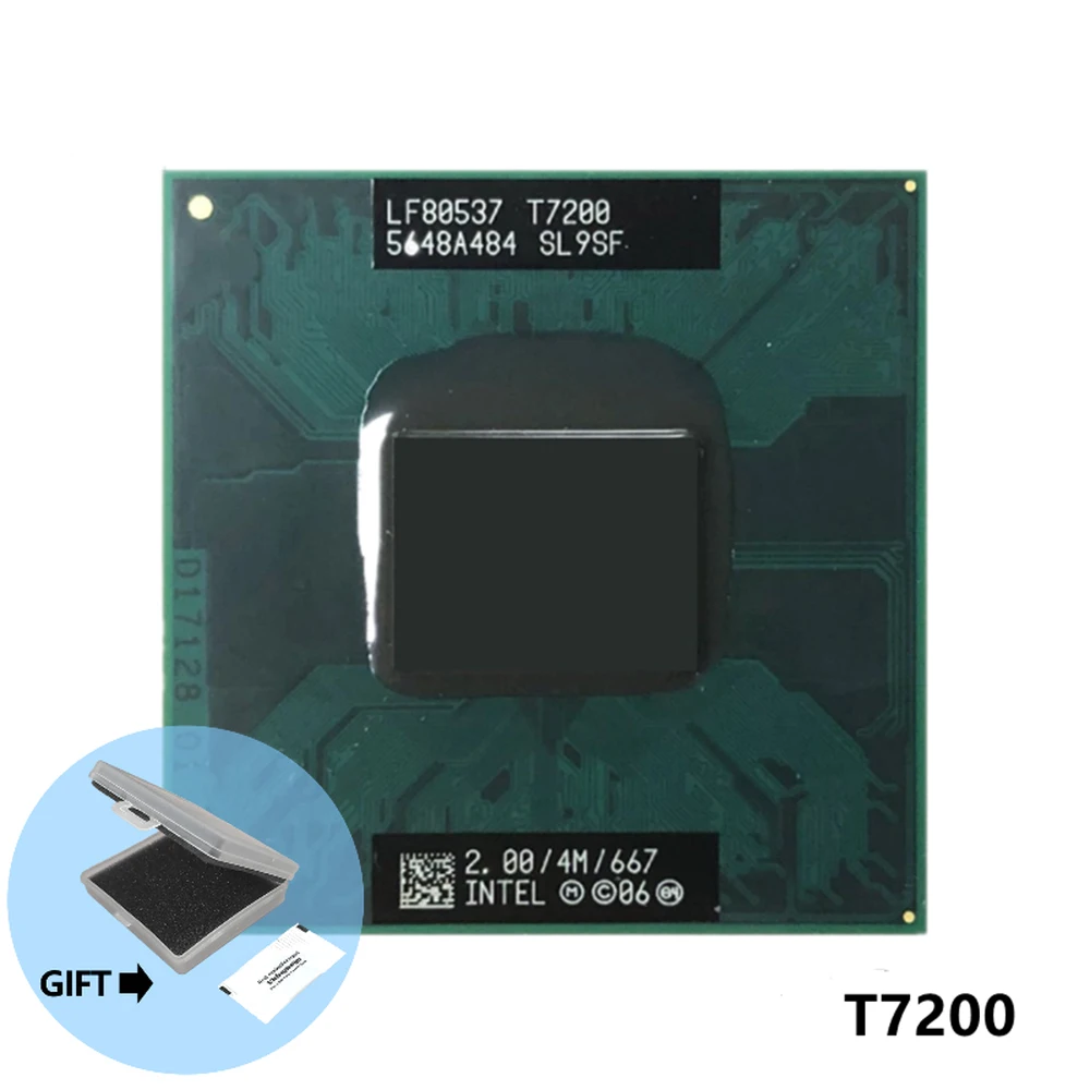 Original lntel Core 2 Duo T7200 CPU Socket 479 (4M Cache/2.0GHz/667 MHz/Dual-Core) Laptop processor PGA478