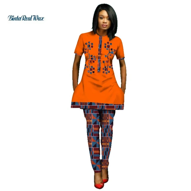 Basin African Print 2 Pieces Pants Sets For Women Traditional African Clothing Button Flower Pattern Top And Pants Sets Wy2768 Africa Clothing AliExpress