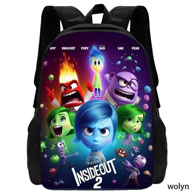 Nowy plecak anime Disney Inside Out 2, torba na ramię z kreskówek, lekki tornister o dużej pojemności, torba na komputer dla studentów