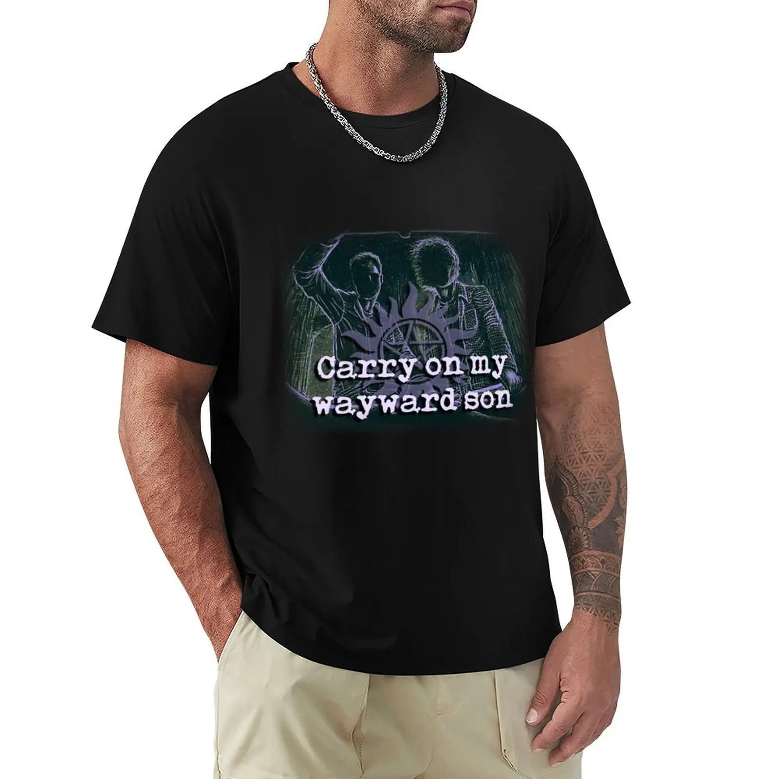 carry on my wayward son T-Shirt boys whites tops oversized t shirt Men's clothing