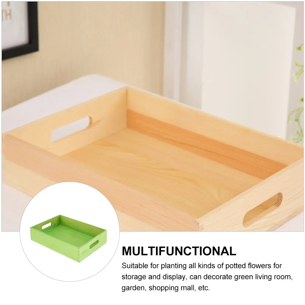 

Wood Tea Plate Natural Pine Rectangular Serving Tray Garden Flowerpot Storage Home Household Snack Clothing Plant Storage Tray