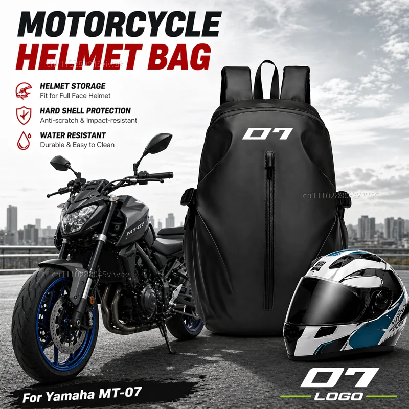 Knight Backpack Motorcycle Helmet Bag Travel Equipment Waterproof Large Capacity For Yamaha MT-07 MT07 MT 07 FZ07 2014-2024