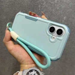 Wrist Strap Cord Rugged Shockproof Case For iPhone 17 16 15 Pro Max 14 Plus 13 12 11 XR XS X Heavy Duty Armor Soft Bumper Cover