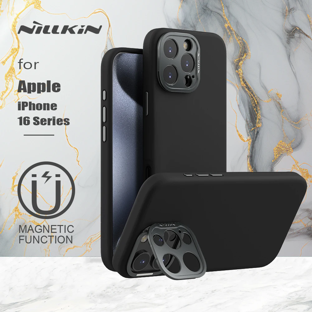 for iPhone 16 Pro / 16 Pro Max Case Nillkin LensWing Prop Magnetic Case with Stand Camera Silicone Back Cover for iPhone 16 Pro