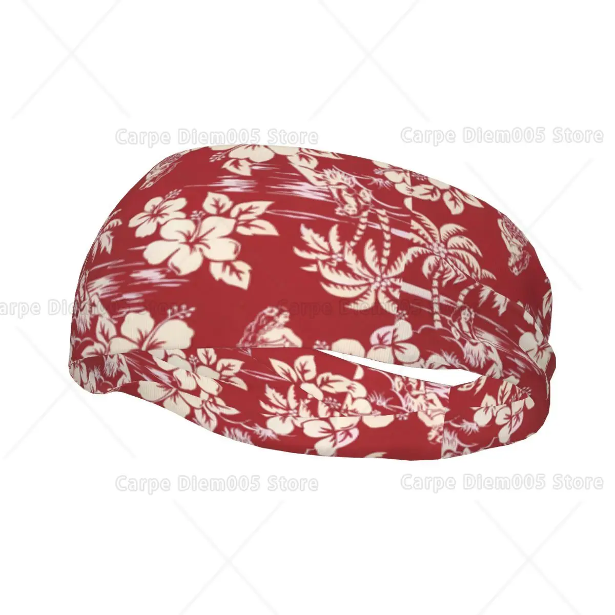 

Sports Sweatband for Men and Women Red Hawaiian Hibiscus Flower Sweat Absorption Headbands for Workout Gym Sports