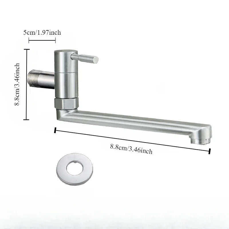 Смеситель для кухонной мойки, настенный смеситель из нержавеющей стали 304, одиночный смеситель для холодной воды, расширенный смеситель для бассейна с шваброй на балконе