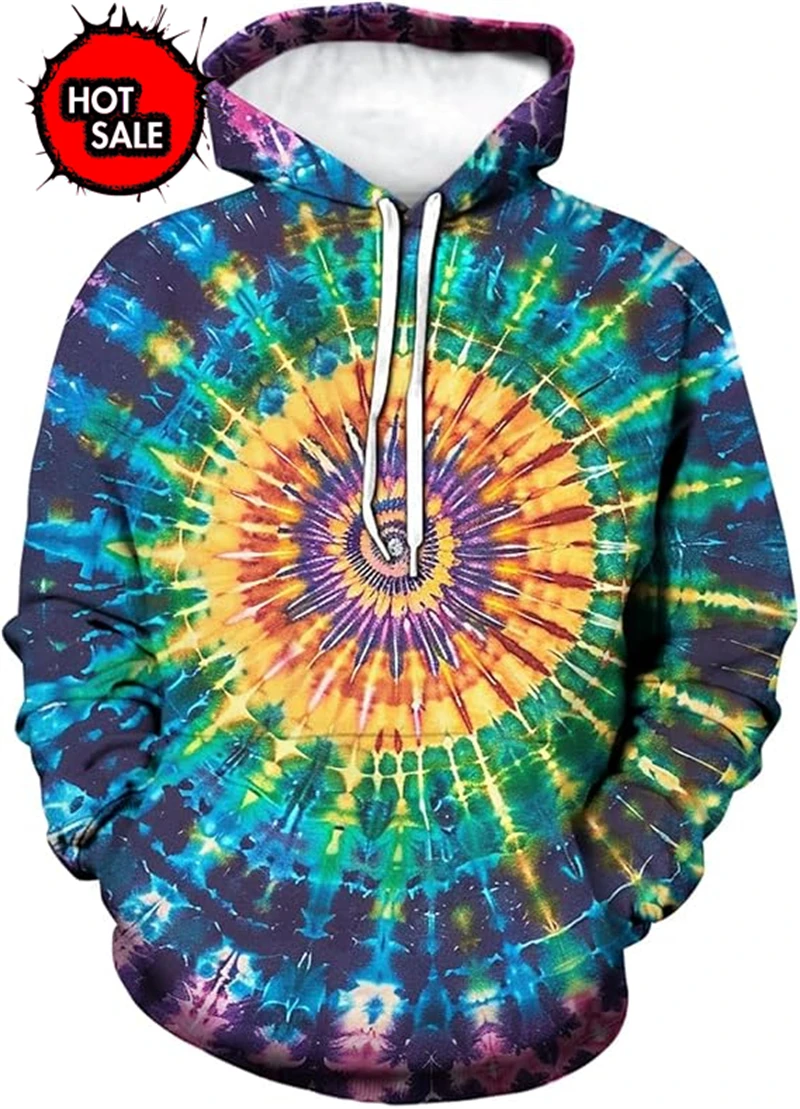 

Hot Sale Fashion Hoodie Men Women Tie Dye 3D Graphic Hoodies Chilren Pullovers Harajuku Sweatshirt Colourful Print Mens Hoodie