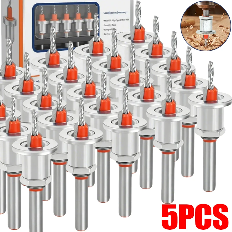 

5/1Pcs Countersink Drill Bit Shank Adjustable Limit Depth Stop Bits Woodworking Limiter Drilling Hole Router Core Accessories