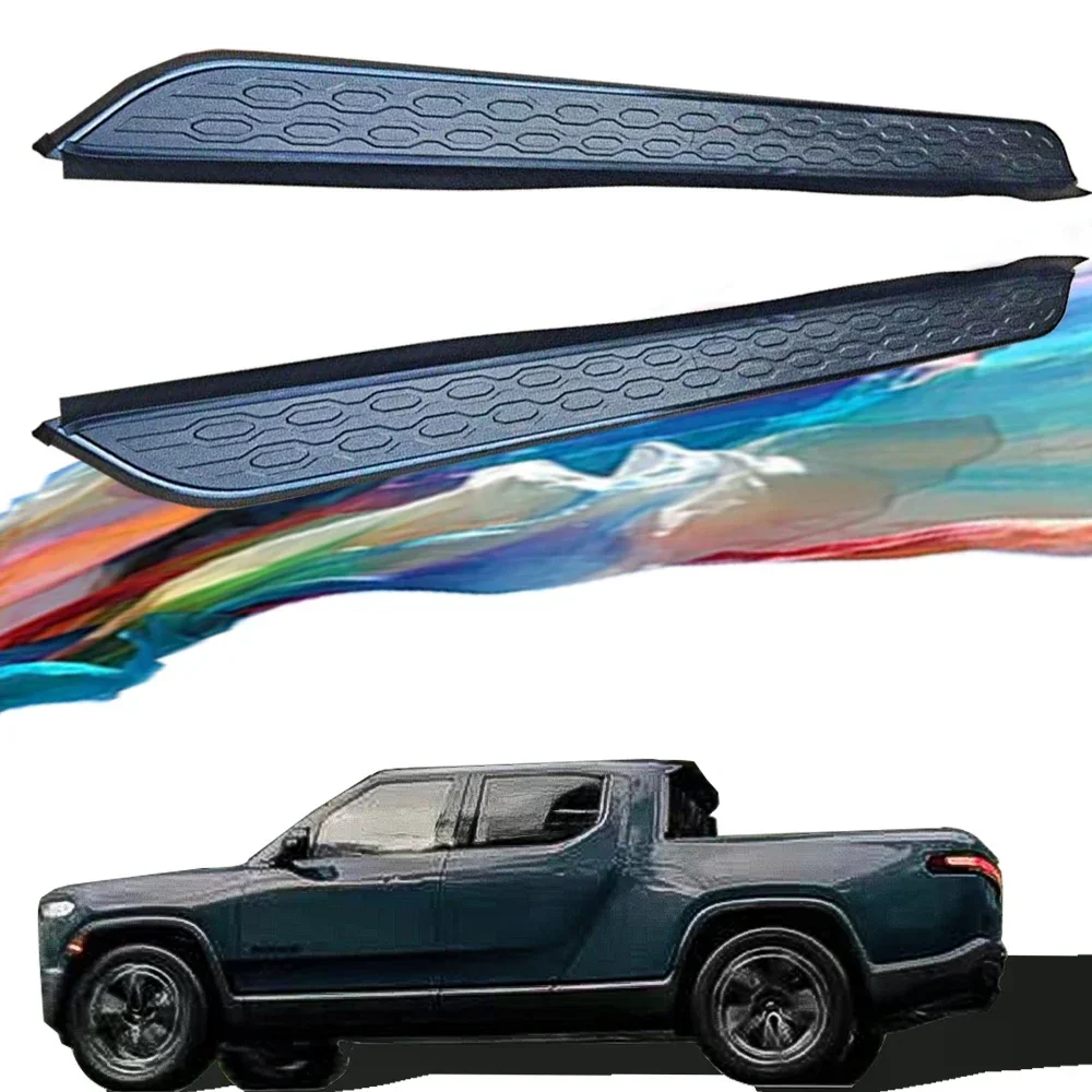 2 Stück passend für Rivian R1T R1S 2021–2024. Trittbrett, Seitenschritt, Nerf-Bar, Aluminium (mit Halterungen)