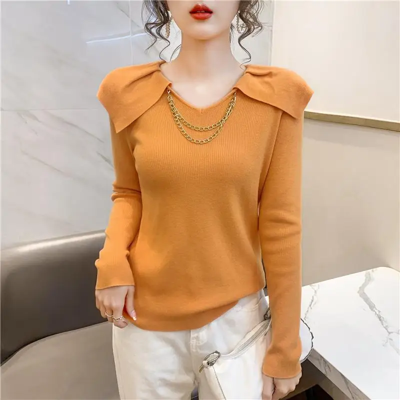 Fashion V-Neck Spliced Folds All-match Blouse Women\'s Clothing 2023 Autumn Winter New Casual Pullovers Loose Office Lady Shirt