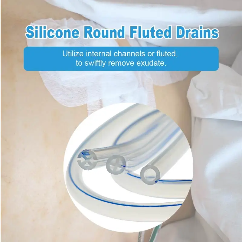 BamuCare 5PCS/10PCS Serbatoio in silicone e scarico scanalato rotondo con sistema di drenaggio a ferita chiusa Trocar