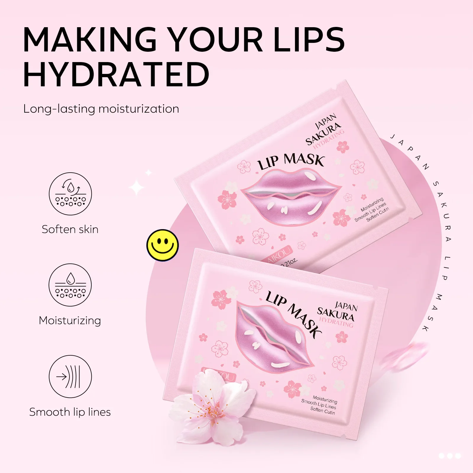 

LAIKOU 10Pcs Sakura Lip Plump Mask Lips Elasticity Instant Volumising Essential Oil Moisturizing Nourish Sexy Lip Care