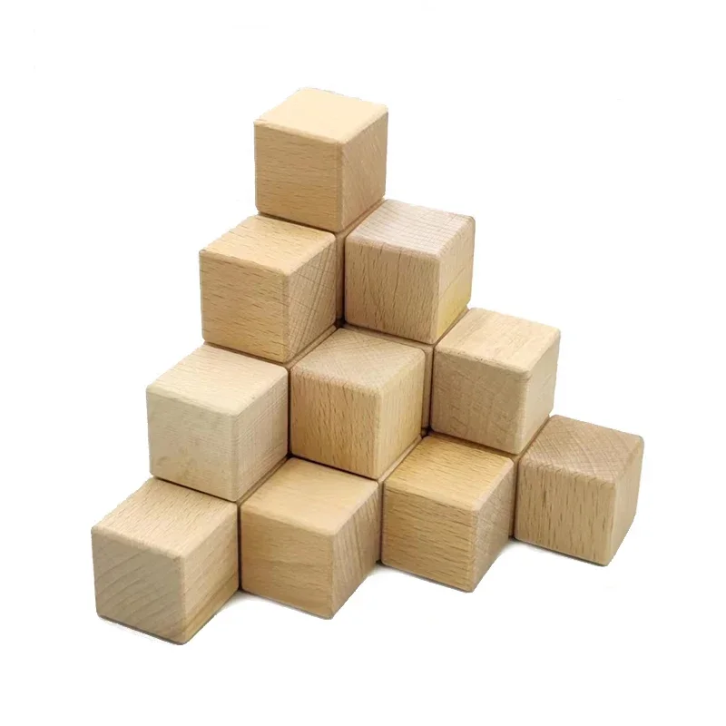 100pcs 2.5cm Wooden Blocks, Natural Solid Wood Cube Unfinished Wooden Block for Painting Decorating Making Crafting DIY