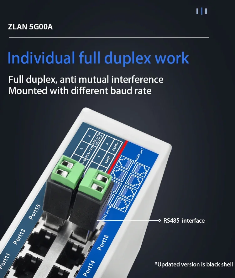 16 Port RS232 RS485 RS422 Ke Konverter TCP/IP 4 RJ45 Server Perangkat Multi Seri Rak Sakelar Industri ZLAN5G00A