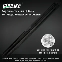 High-End Bicycle Spokes Wire Mountain Road Bike Steel Spokes 14G Black High-Strength Bicycle Spokes 12 Spoke Cap