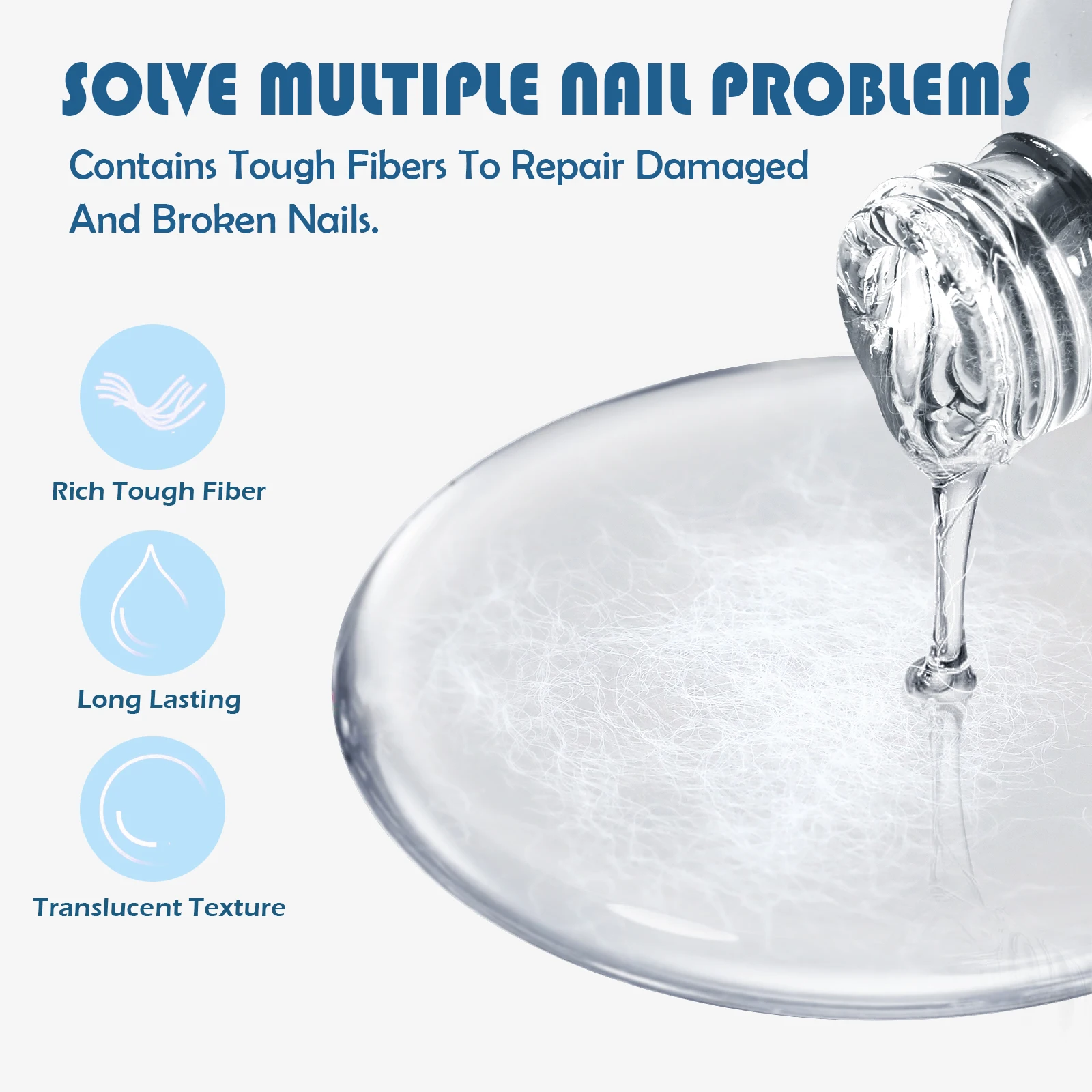 15mlファイバーラバーベースジェル - 速乾UV/LED対応クリアコンストラクションジェル（ネイルチップ補修用、ソークオフニス付き）