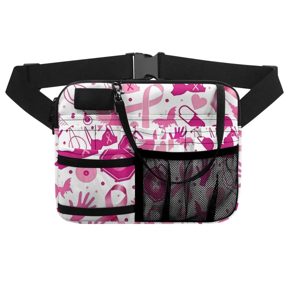 Breast Cancer Awareness Designer Women's Belt Bags Pink Ribbon Medical Adjustable Fanny Pack  Multi Pocket Organizer Pouch 2023