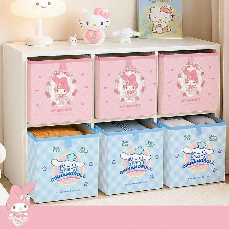 Kawaii Sanrio Desktop Storage Box Foldable Toy Sundries Underwear Cosmetic Stationery Organizer T-Shirt Wardrobe Storage view 3