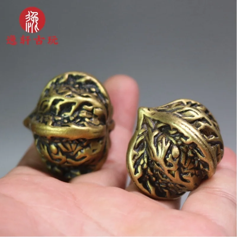 Solid pure copper walnut toy, fitness , massage hand ball for elders, a pair