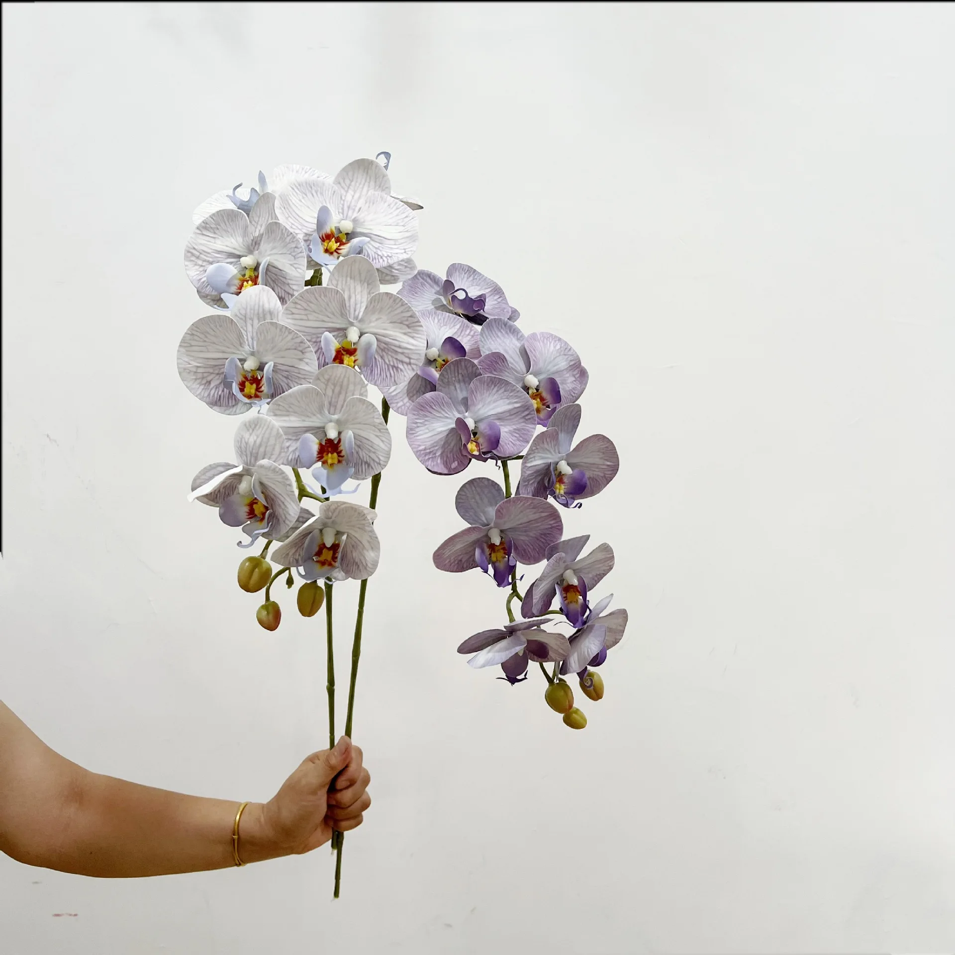 3 Stück Künstliche Latex-Orchideen mit 9 Blüten, Echt Aussehende Blumen für Hochzeiten, Heimdekoration, Party-Tischdekoration, Künstliche Phalaenopsis-Blumen – Detail 7