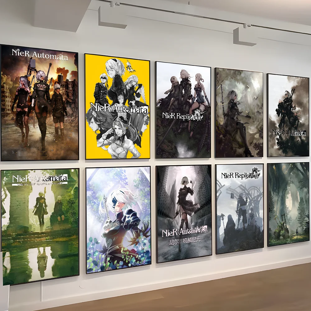 NieR Automata Anime Anime Posters Sticky HD Quality Wall Art Retro Posters for Home Kawaii Room Decor