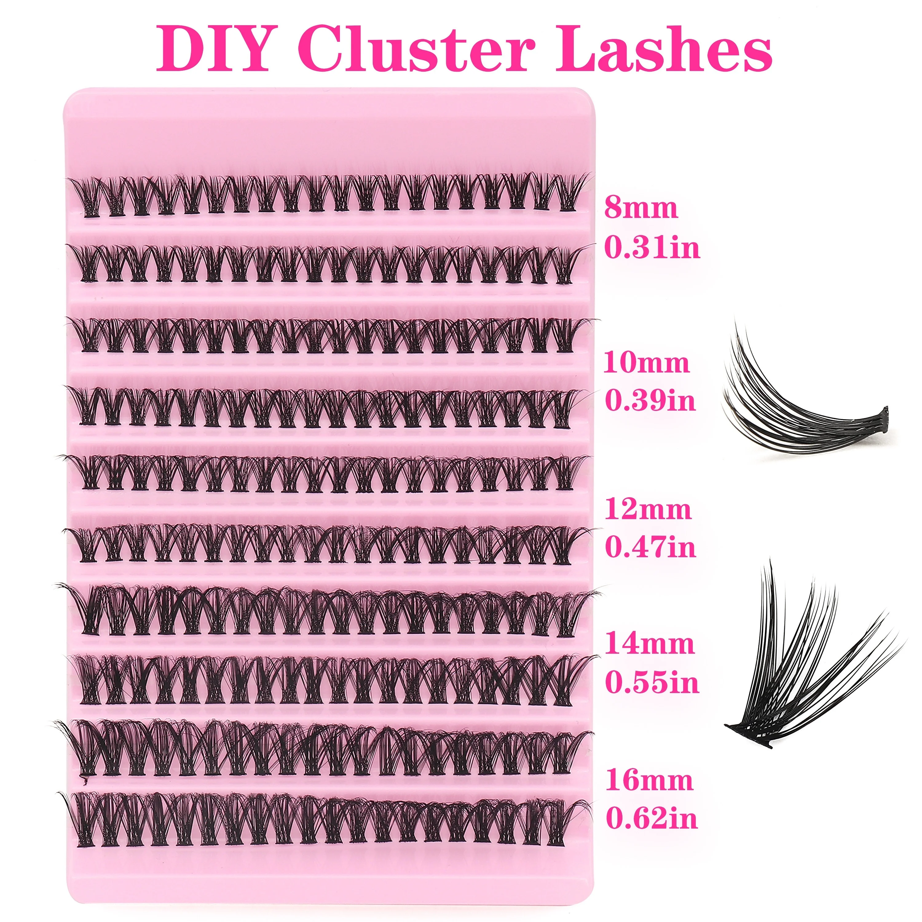 Diy Eyelash Extensions Kit - 200Pcs Natural Look D Curl Lash Clusters, Reusable, 0.05Mm Thickness,  Lengths 10-18Mm