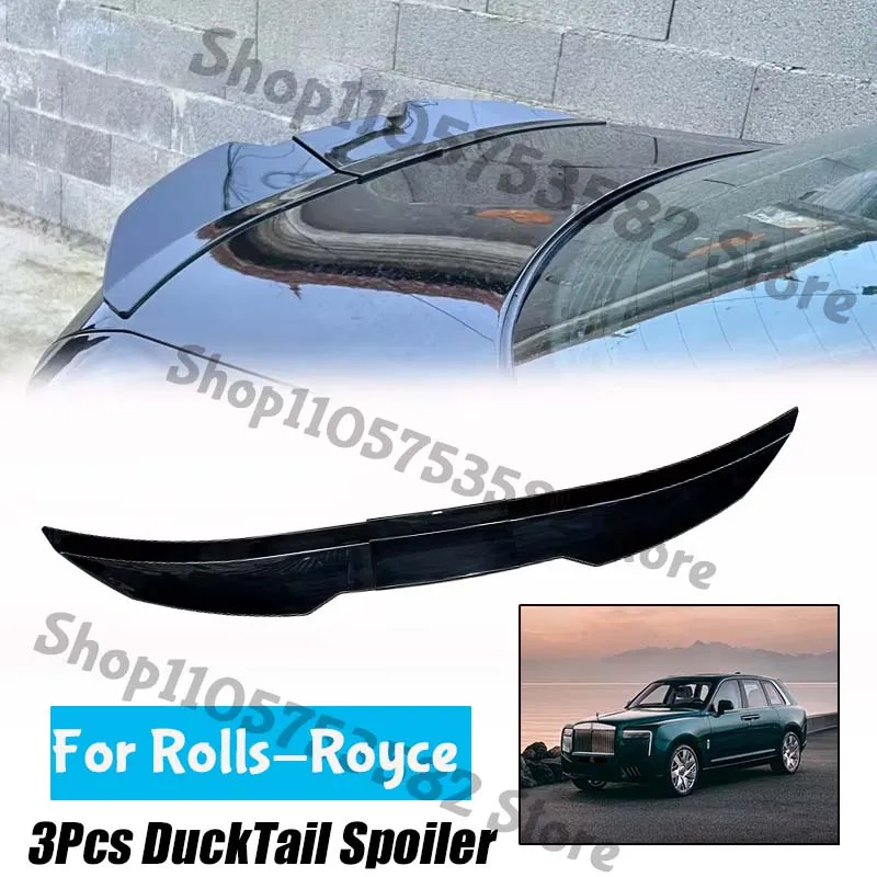 3Pcs Ducktail High Kick Trunk Spoiler For Rolls-Royce Universal Rear Boot Wing For Multi Models Car