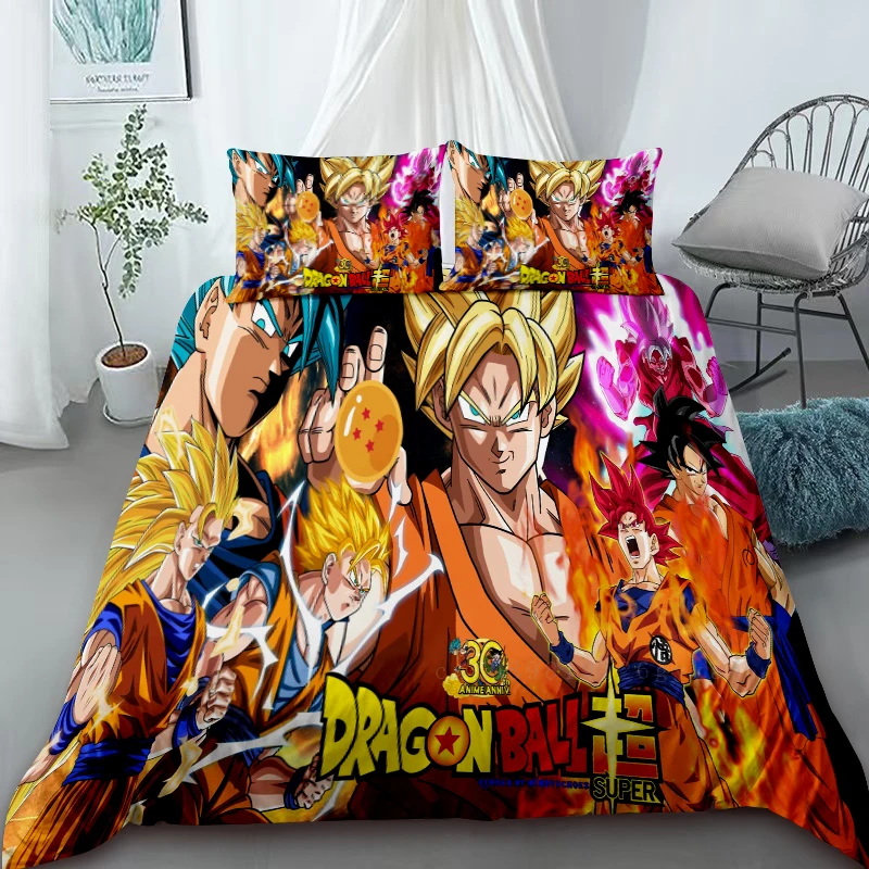 Duvet Cover Set Dragon Ball Z Super Saiyan Anime Son Goku Bedding Set Twin Full Queen King Size Comfort Cover Children Gift