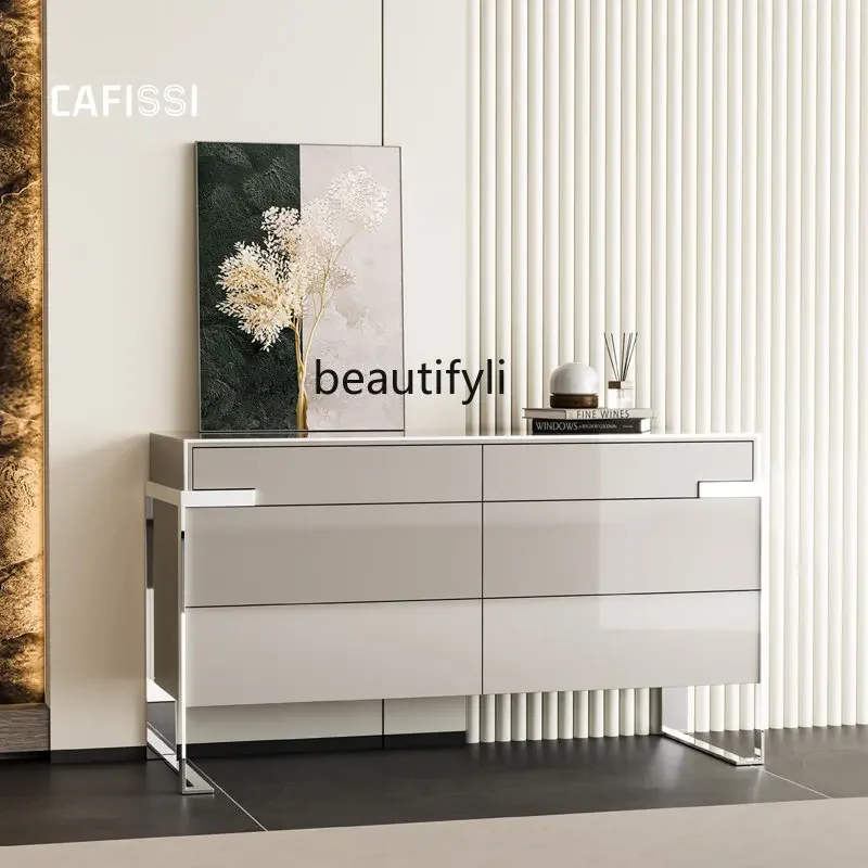 Italian Style Light Luxury Entrance Cabinet Hong Kong Style Light Luxury Xuan Locker Chest of Six Drawers Simple Luxury Cabinet