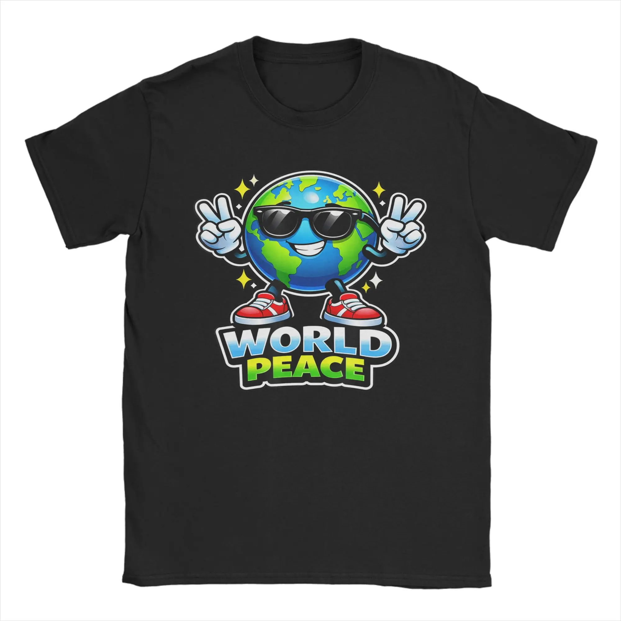 Fashion Earth Love Power Peace World T-Shirts for Men O Neck 100% Cotton T Shirts  Short Sleeve Tees 4XL 5XL 6XL Clothes