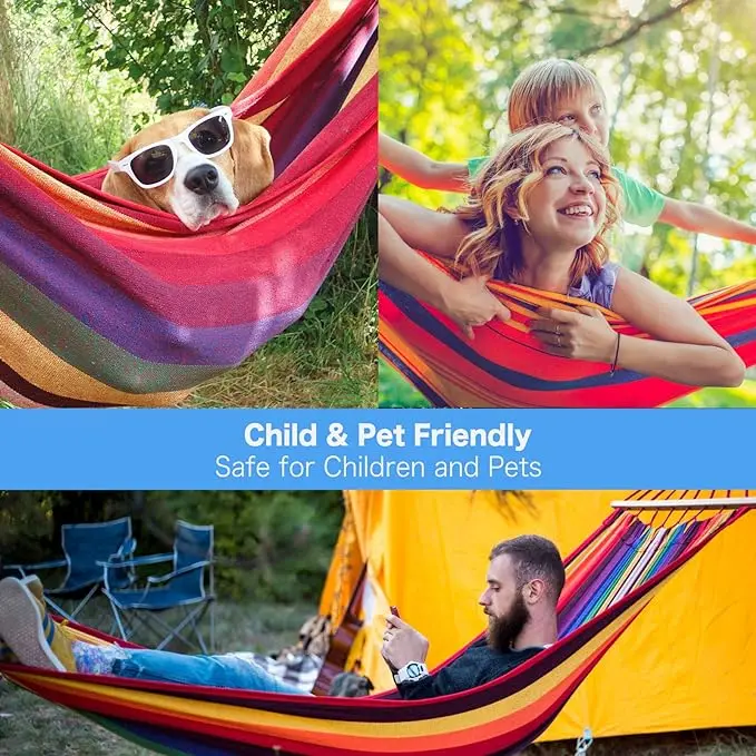 260*150cm Double Camping Hammock Portable Canvas Hanging Bed  Outdoor Garden Beach Furniture Swing Chair