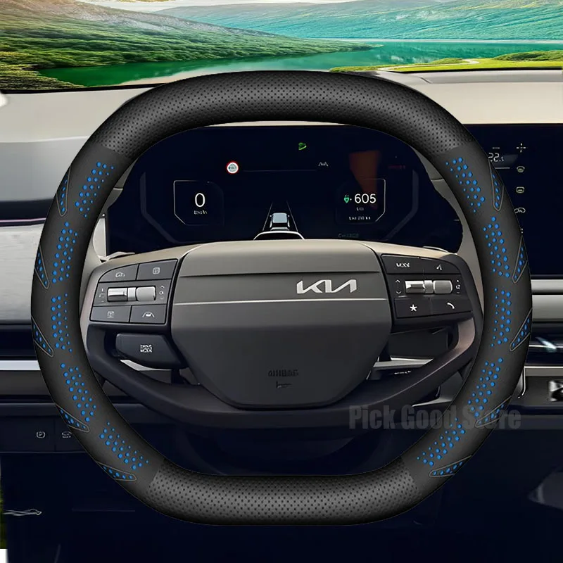 Leather Car Steering Wheel Cover for KIA Tasman Sportage EV9 GT EV6 K8 EV5 2024 2025 206 Anti Slip Car Interior Accessories