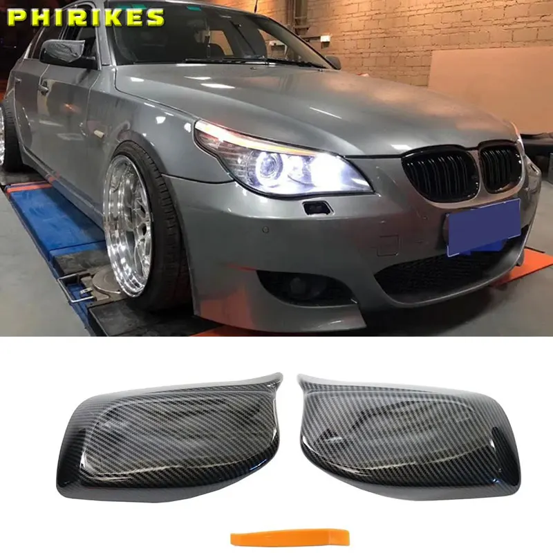

Carbon Fiber Look Black Rearview Side Mirror cover Caps for BMW 5 Series E60 E61 E63 E64 2004-2008 520i 525i 528i 528xi 530i