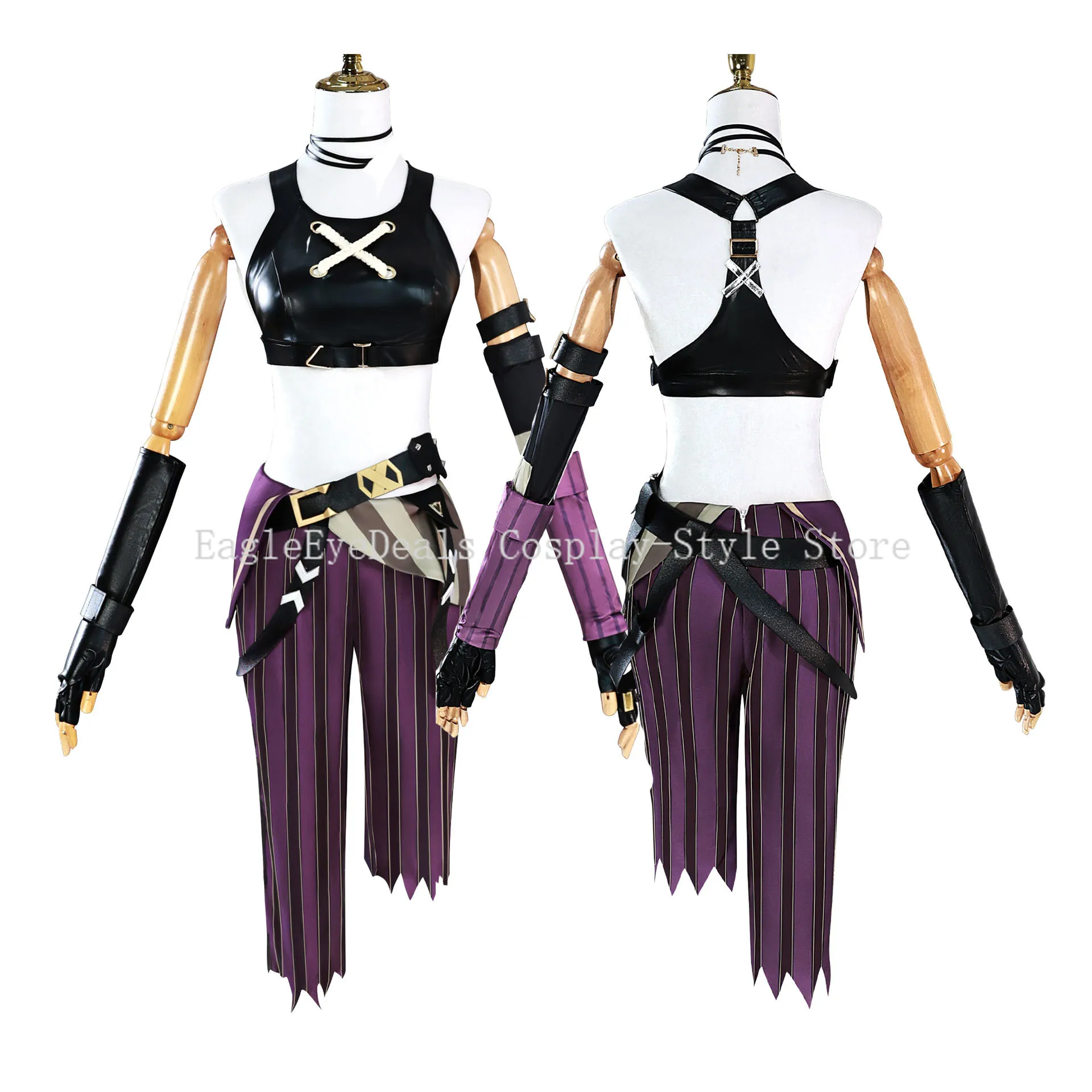 أزياء LOL Arcane:League of Legends Jinx التأثيرية مجموعة كاملة من الملحقات أحذية شعر مستعار كرنفال الهالوين زي النساء البالغات