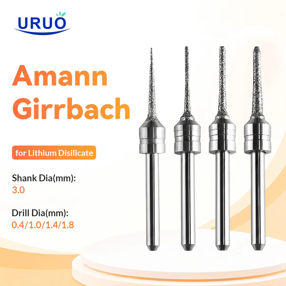 Dental Milling Burs for Amann Girrbach Lithium Disilicate 0.4/1.0/1.4/1.8mm Dental Lab Materials Milling Machine Grinding Tools