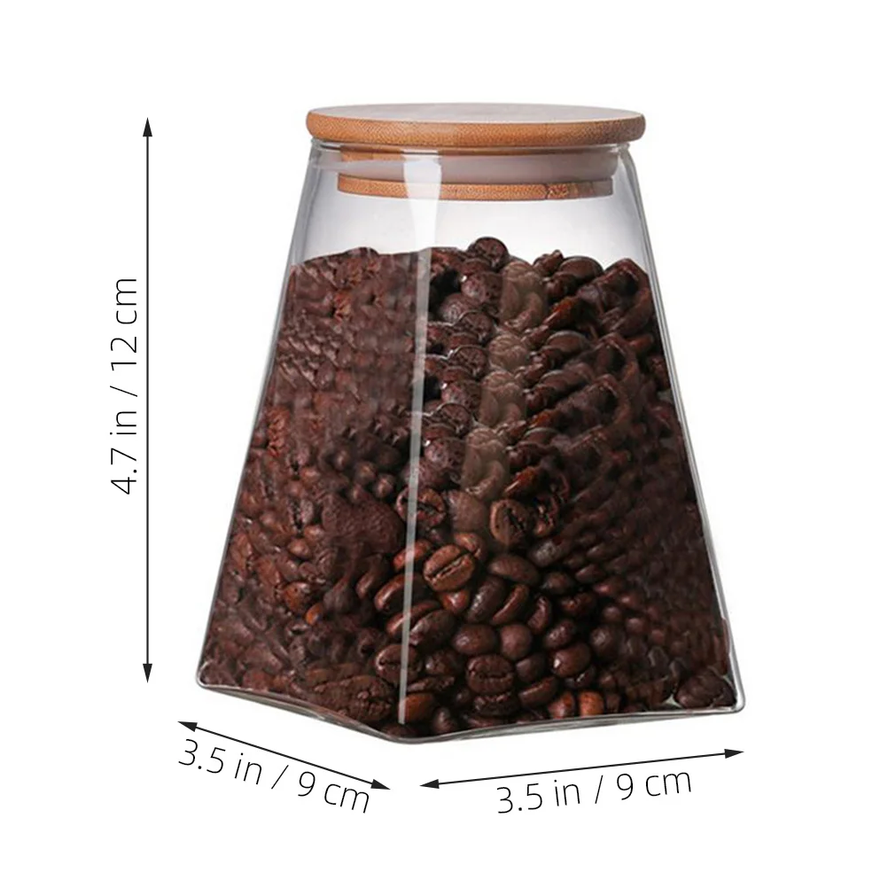 

500Ml Glass Storage Tank Square Sealed Can For Tea Nuts Snacks Seasoning Clear Jar With Wooden Lid Multi Functional Food