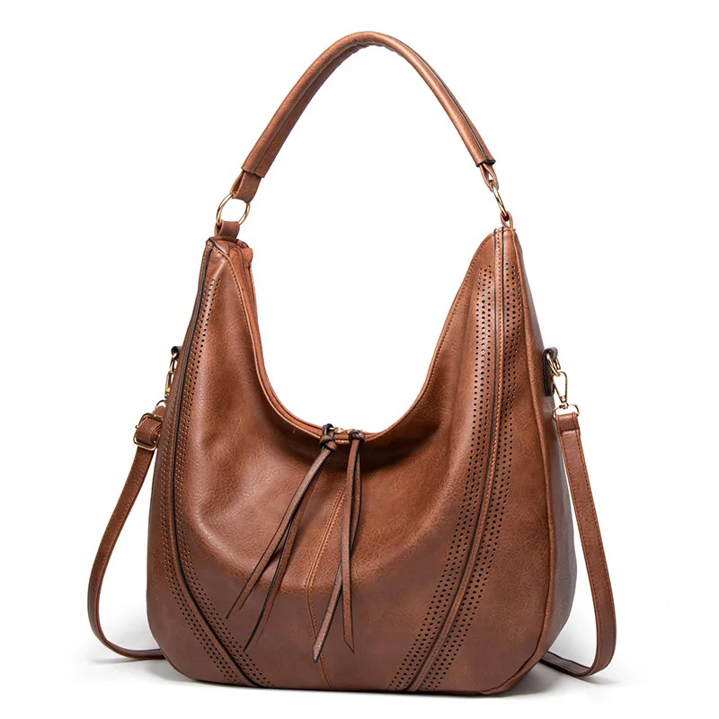 

Single shoulder casual bag, women's large bag, casual bag, tassel hollow out large capacity tote bag, PU leather anti splash bag