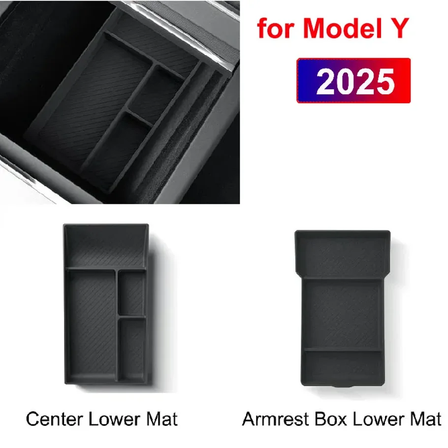 

For Tesla Model Y Juniper 2025 Center Console Armrest Storage Box Stowing Tidying Lower Bottom Mat Organizer Tray Pad MY LAUNCH