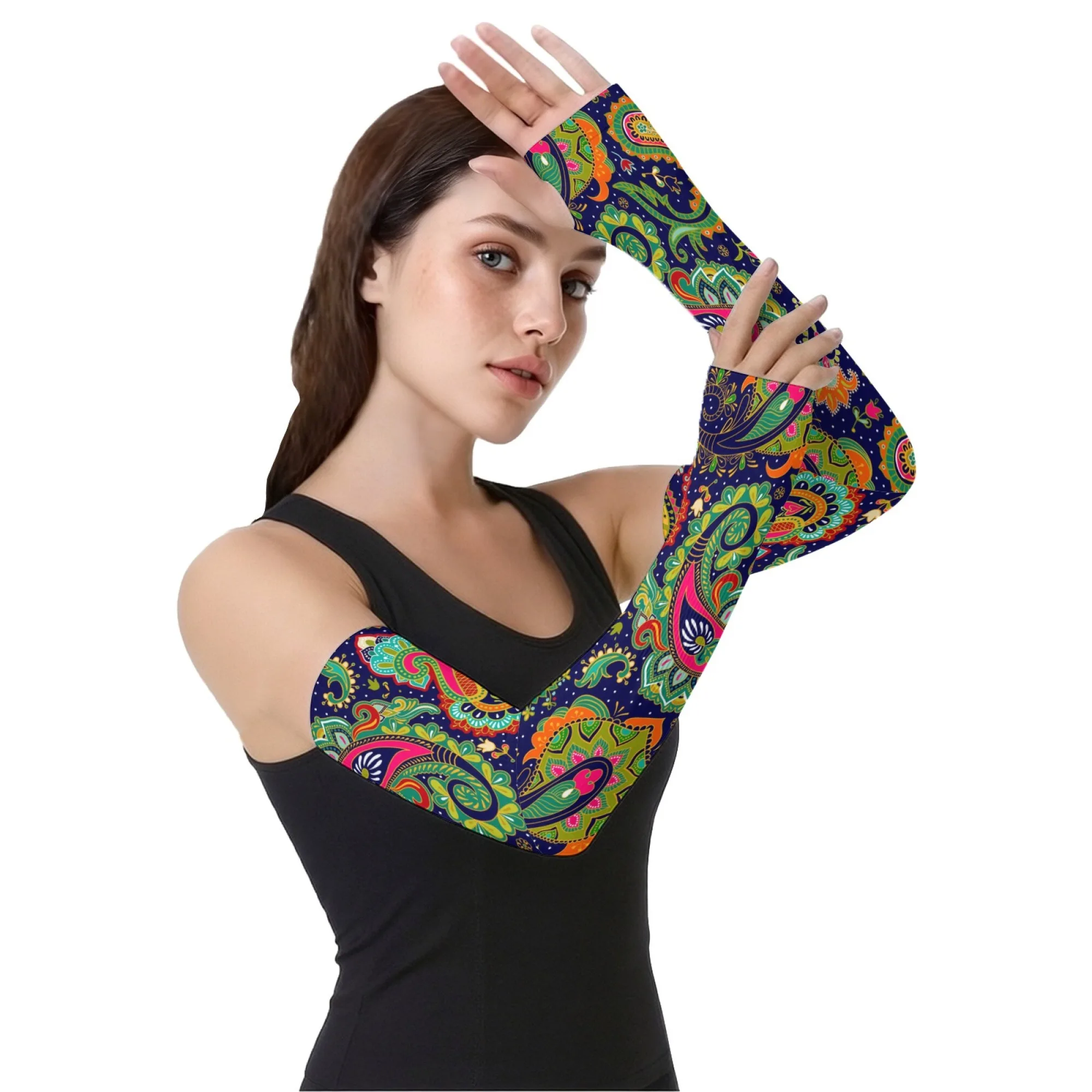 Paisley Pattern Ice Arm Sleeves Fashion Breathable Non-slip Quick-drying Sleeves Unisex Fashion Outdoor Sports Protection Cover