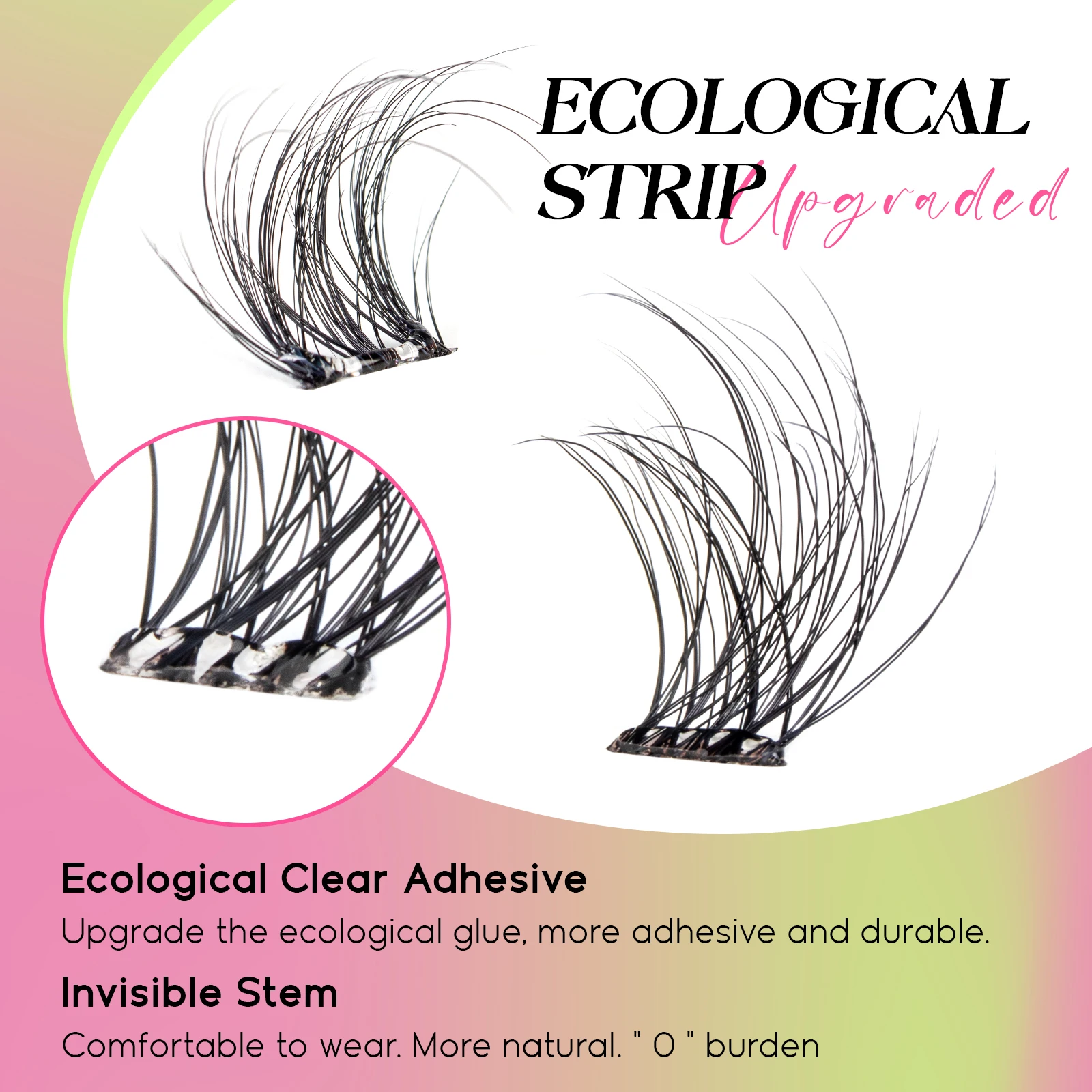 VYRILA 自己粘着クラスターまつげ接着剤不使用 DIY 個別まつげエクステンションナチュラルソフトまつげ接着剤不要セグメントまつげ