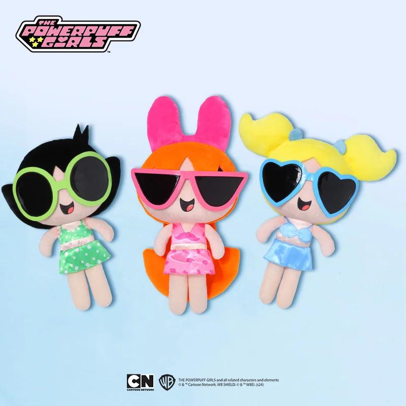 New 23cm/35cm Cartoon Anime The Powerpuff Girls Plush Toys Cute Beach Dress Blossom Buttercup Bubbles Stuffed Dolls Girls Toy