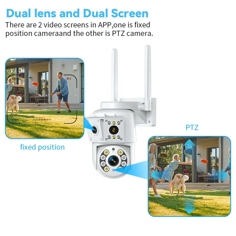 Baay interior/exterior multi-lente binocular câmera de vigilância sem fio visão noturna monitor remoto 1080p câmera wi-fi sem fio