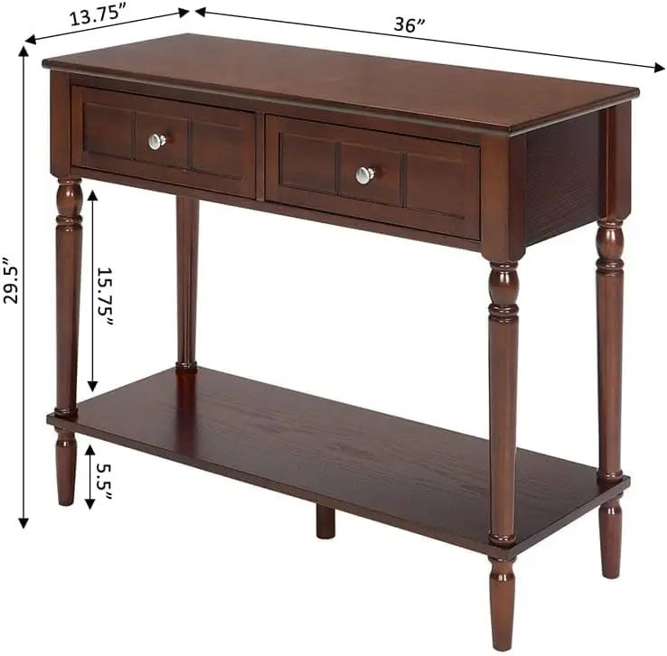 Traditional Two-Drawer Hall Table in Espresso Wood