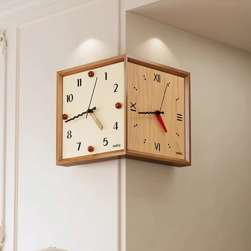 

Угловые часы середины века, двусторонние настенные часы в стиле ретро, минималистичный домашний декор, скандинавские часы для гостиной, экономия места