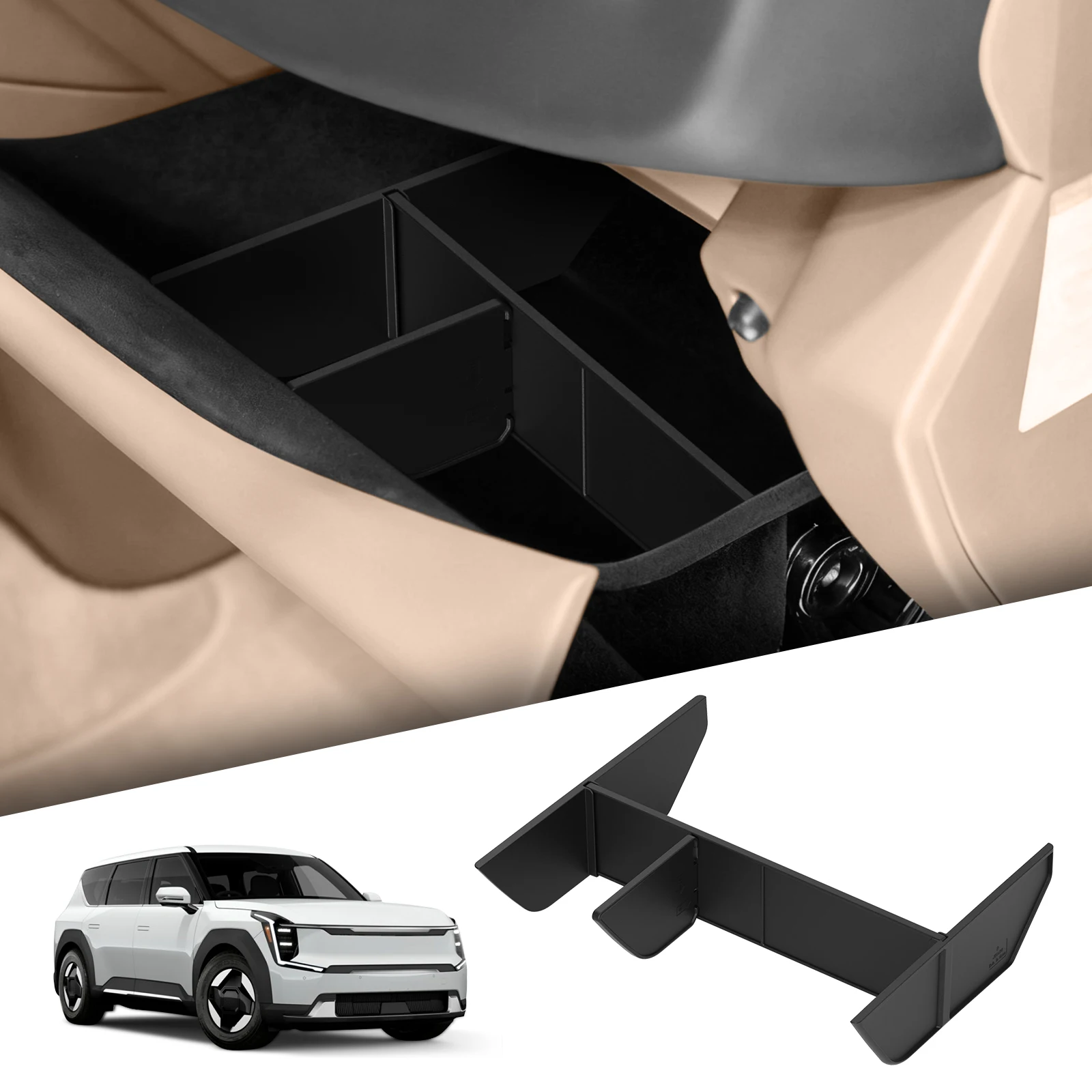 SMABEE لكيا EV9 2024 2025 صندوق القفازات التقسيم تعديل وحدة التحكم المركزية تخزين Glovebox الحاويات المنظم اكسسوارات ABS