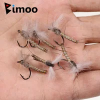 Bimoo 6 uds CDC ala de plumas pelo de ciervo cuerpo Mayfly mosca seca gallo Hackle Mayfly mosca seca Rocky River trucha pesca moscas señuelos